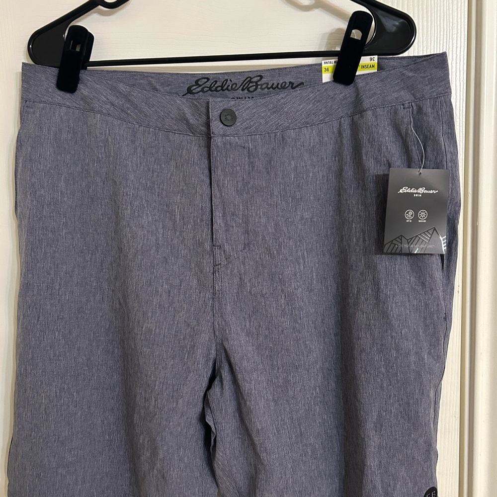 Eddie Bauer Hybrid Swim Shorts 36 Grey Heathered Amphib Performance Boardshorts